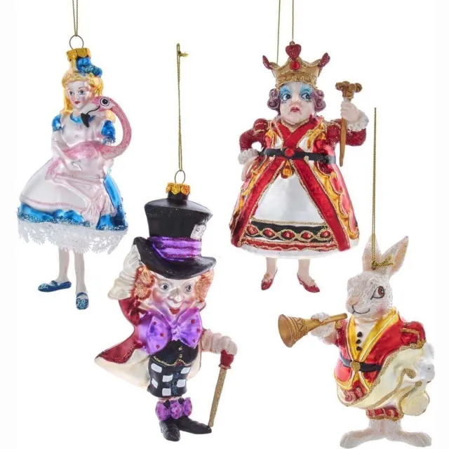 Kurt Adler Glas Ornament Alice in Wonderland set meerkleurig