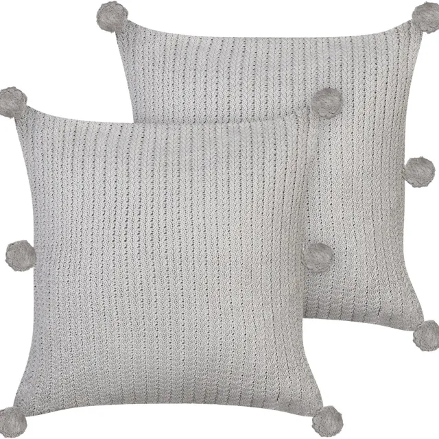 Beliani OCOTEA - Sierkussen set van 2 - Grijs - 45 x 45 cm - Katoen