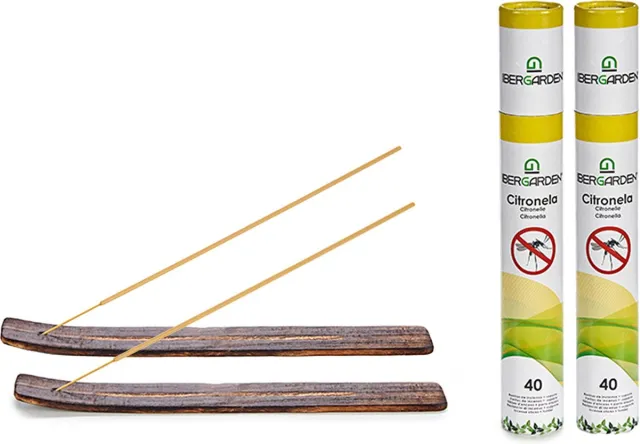 IBERGARDEN Citronella wierrook sticks - met houder/plankje - 80x sticks - 32 cm Multi