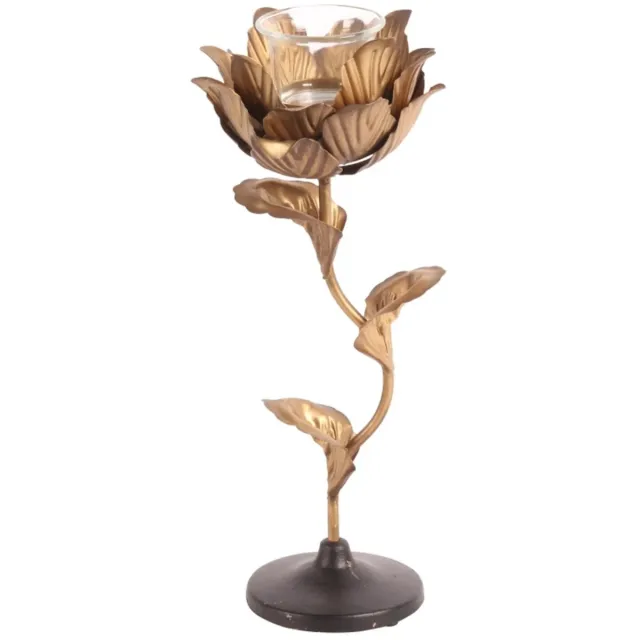 Baroque House of Classics Waxinelicht houder roos,30 cm hoog,metaal,decoratie zwart