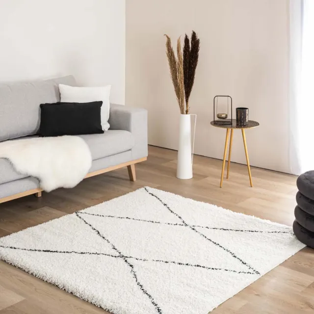 Boho&me Vierkant berber vloerkleed - Artisan Atla wit/zwart 280x280