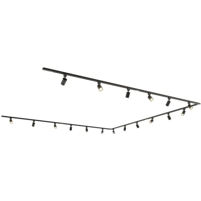 HOFTRONIC railverlichting pakket u-vorm – 6x 1,5 meter rail – 18x gu10 railspots – dimbaar – aluminium zwart – ip20 – modulair – 230v – railverlichting woonkamer keuken