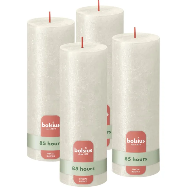 Bolsius Rustieke kaars Shimmer - 4 Stuks - Metallic Ivoor - 19cm - 85 branduren