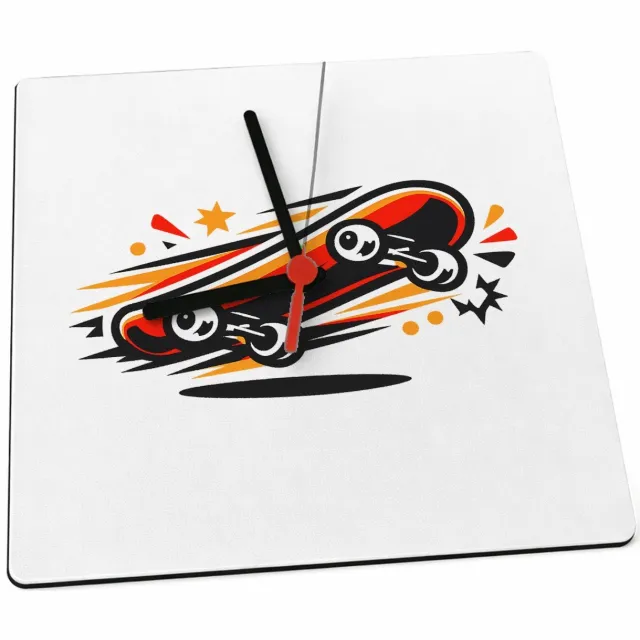 Mr Cadeautjes Klok 19 x 19 - design Een compacte naamprint met een energiek icoon dat snelheid u | cadeau Wit