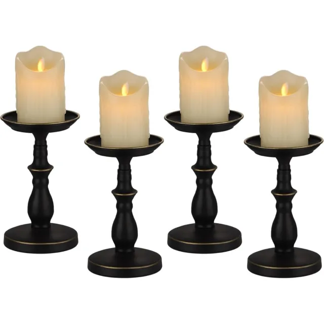 Vintage Kandelaar zwart set van 4 kandelaars van metaal vintage stompkaarsen kaarsenhouder voor decoratie eettafel bruiloft feest verjaardag woonkamer Kerstmis