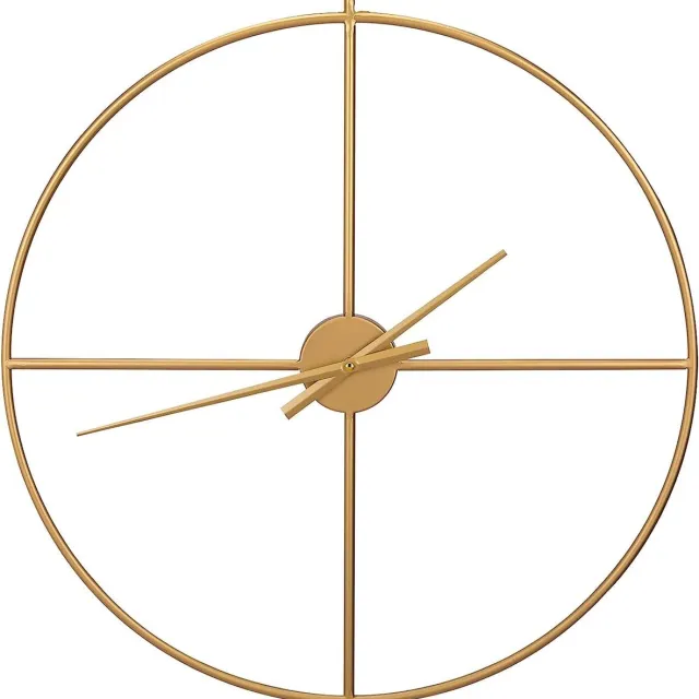 TRANQUALITY Wandklok - Moderne Industriële Klok - Metaal Muurklok - Stil Uurwerk - Minimalistisch Design - 60 cm - Goud