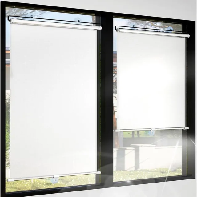 Flintry 2 stuks 50x125cm Vacuümzuignap verduisteringsgordijnen, Oprolbare Gordijnen, Tijdelijke Privacygordijnen Zonder Boren, Zonwerende Gordijnen, Geschikt Voor Balkondeuren, Ramen En Autoruiten Zilver