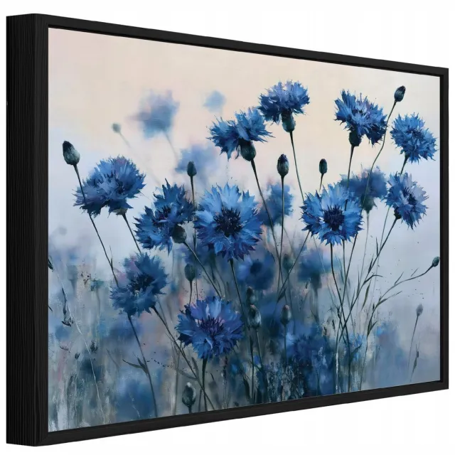 WALLARENA Schilderij op canvas in zwarte lijst - 60x40 cm - bloemenweide natuur - wanddecoratie woonkamer en slaapkamer Veelkleurig