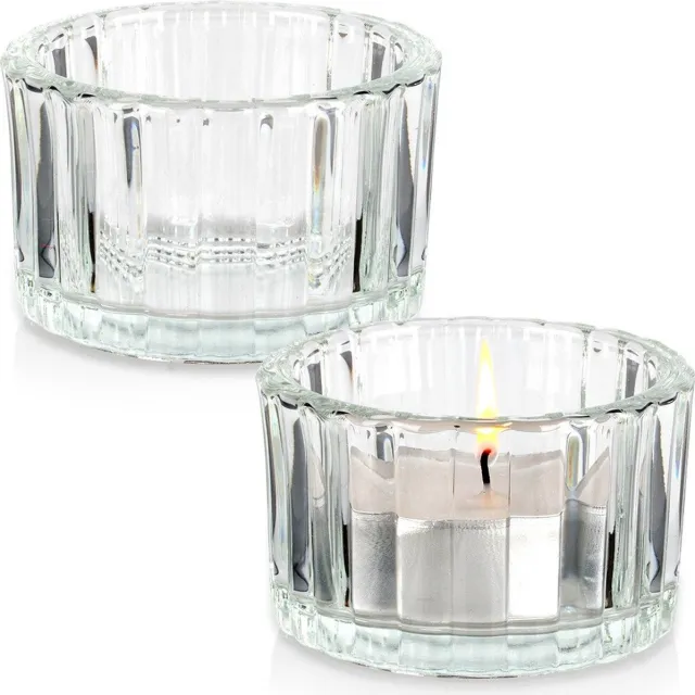 vilde Kandelaar Glas voor Waxinelichtje 5,7 cm 2 stuks - Kaarsen - Kaarsenstandaard - Kaarsenhouder - Decoratie transparant