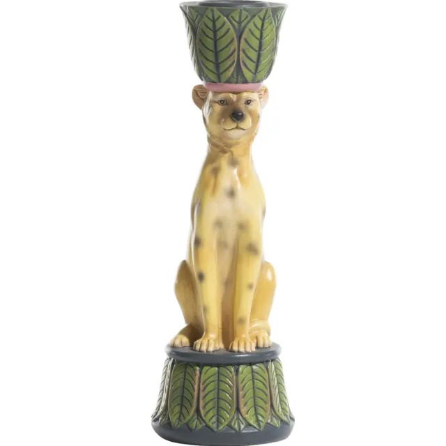 Coco Maison Kandelaar 'Rudo' - Luipaard - 17cm - Leopard Goud