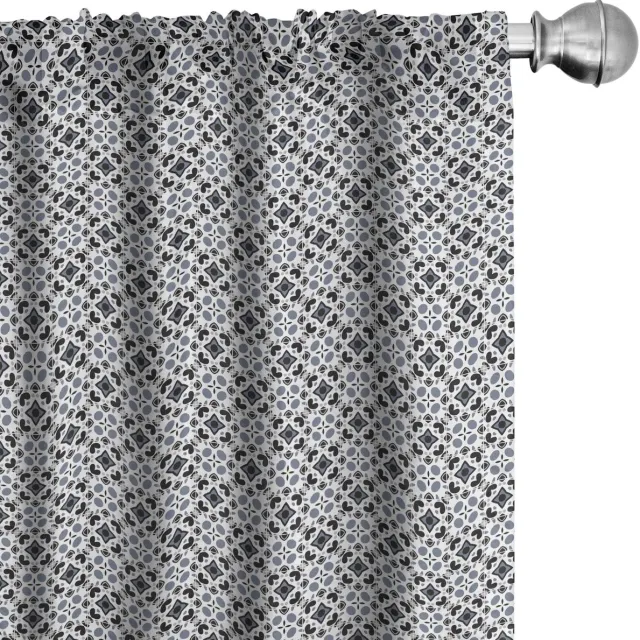 ABAKUHAUS Voorhangen – Geometrisch patroon – 2x75x225 cm – Microfibre – paarsblauw koksgrijs Lila Blau