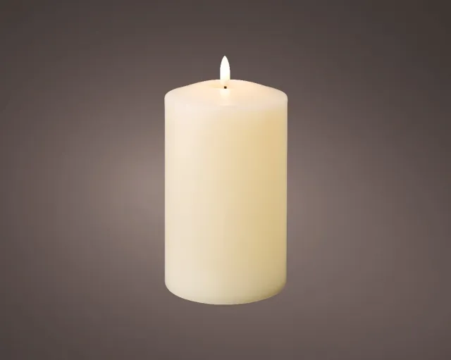 Lumineo LED wax kerkkaars crème met warm wit licht - ø10x19 cm Beige
