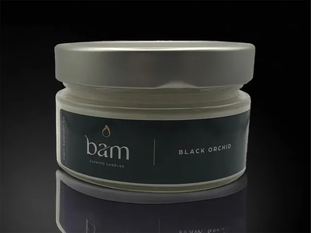 Bam kaarsen - geurkaars zwarte orchidee - 35 branduren - op basis van zonnebloemwas - cadeau - vegan - black orchid doorschijnend
