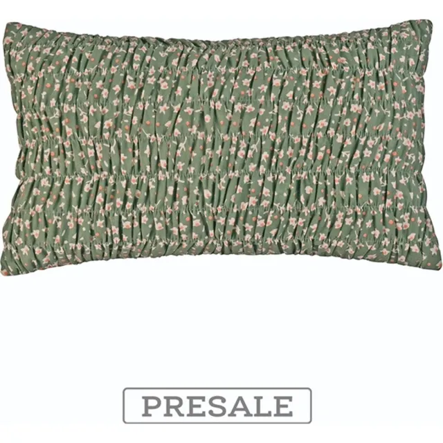 Linen & More Libby Smock Groen Smoke Kussen | 30 X 50 | Sierkussen Voor Woonkamer Of Slaapkamer
