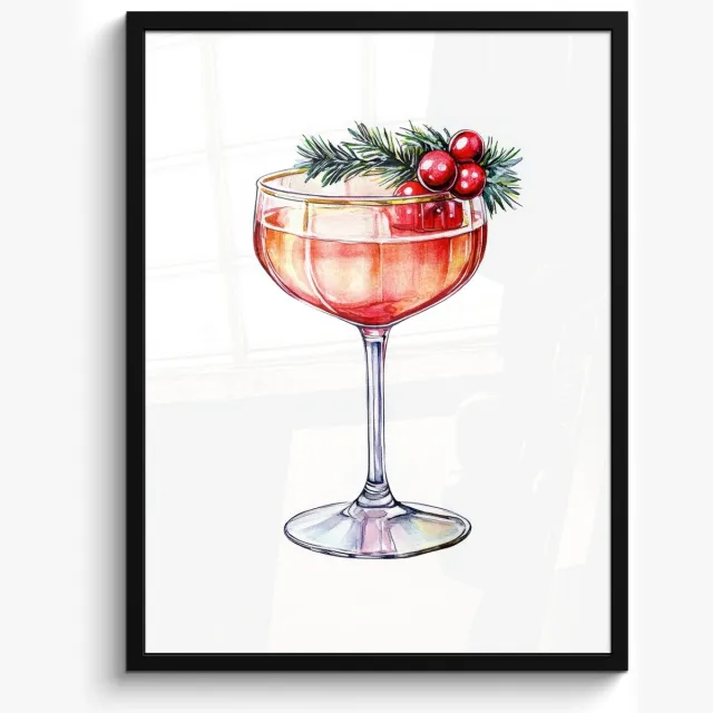 FrameYourWall Poster in lijst - Fotolijst 50x70 cm - Posters - Cocktail - Feest - Winter - Decoratie - Posterlijst zwart - Decoratie - Wanddecoratie woonkamer - Muurdecoratie slaapkamer Cocktail - Kerst