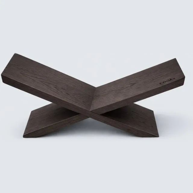 COOKX Eikenhouten Boekenstandaard - Chocolade - X-vormig - Boekenhouder/ Boekensteun
