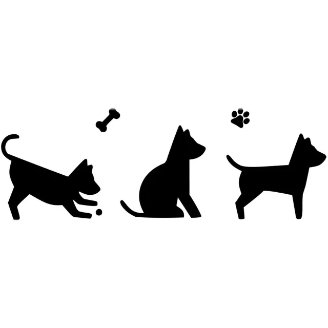 Looster-art&design Raam - Muur sticker 3 honden -Wall - Art Dogs zwart