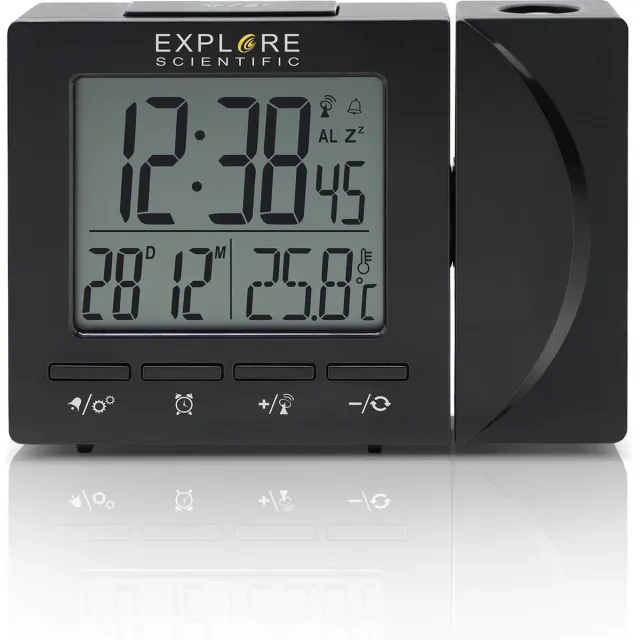 Explore Scientific RDP1001 digitale projectiewekker | Groot display | Dag - Datum aanduiding | Thermometer | Zwart