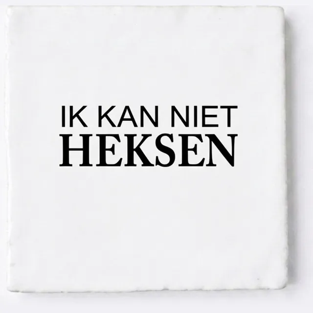 Snoes Spreuktegeltje "Ik kan niet heksen" - Wit Handvorm Spaans Keramiek - 10x10 cm - Inclusief Plakhaakje