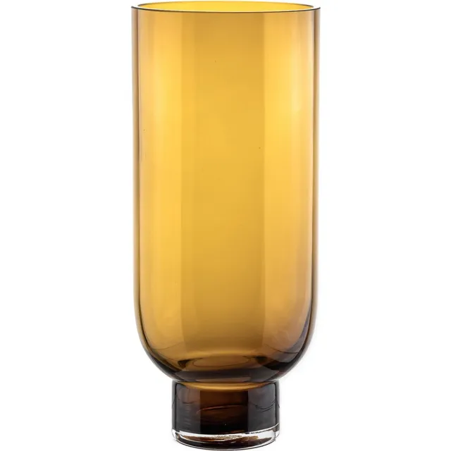 Element Accessories Moderne glazen vaas - SOLDEN -25% - Belgische merk - sober design, lang model, cilindrische vorm op een stevige voet, amberkleurig, Element Accessories: OMAHA18AM