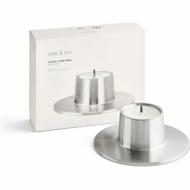Ester & Erik Outdoor Candle | Silver | XXL | Refillable | Hervulbaar | Buitenkaars Zilver