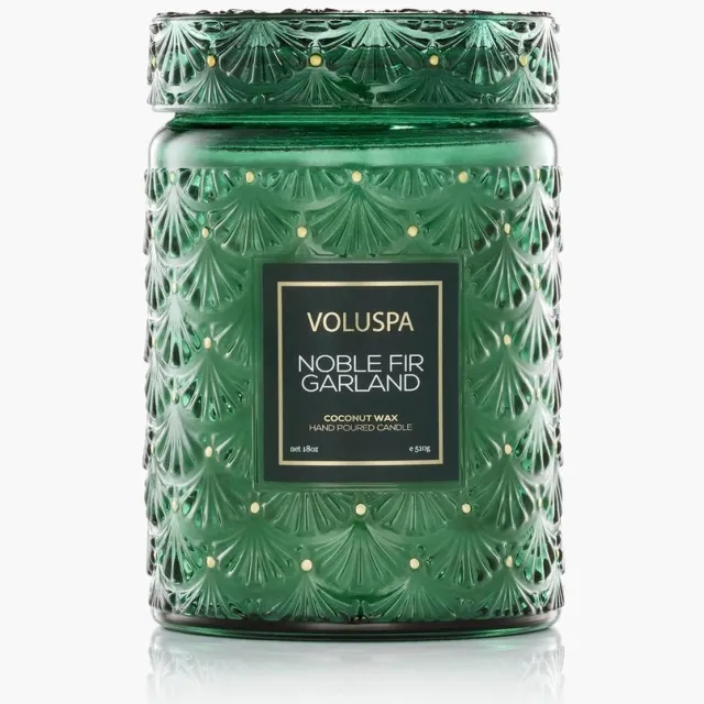 Voluspa Noble Fir Garland Large Jar Candle Groen