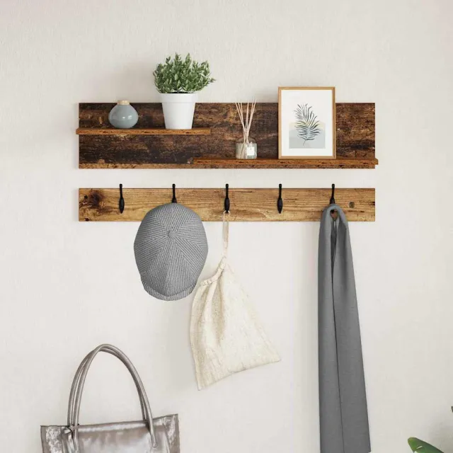 vidaXL Wandgemonteerde kapstok Oudhout 90 x 15 x 36 cm Bruin