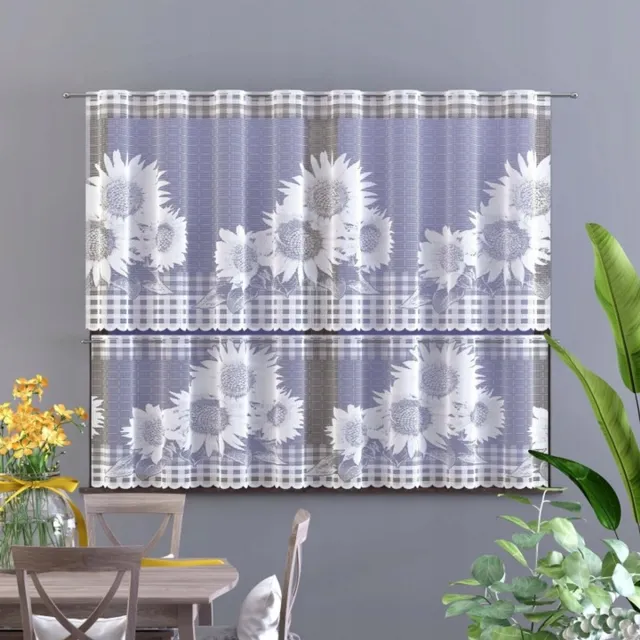 Wisan Jacquard vitrage - Zonnebloemen- 300x 50 cm - Gordijnen - Curtains - Jacquardgordijnen- wit - 300 X 50 cm