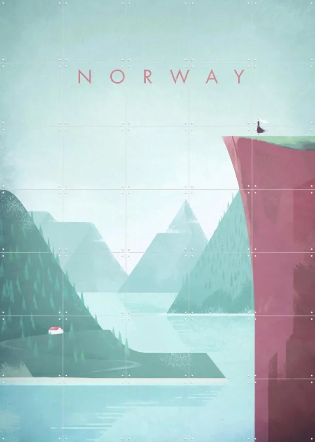 IXXI Norway, Henry Rivers - 100 x 140 cm - Grote wanddecoratie en posters - Geometrische Kunst, Illustraties, Digitale Kunst, Kleurrijk, Minimalisme Roze