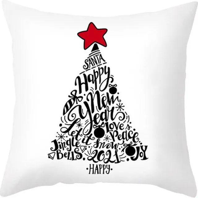 Grand Christmas Kerst Kussenhoes - Kerst Decoratie - Kussenhoes Kerst - Kerst kussensloop 45x45 cm - Kerstman en Rendier Wit - Kerstboom met Ster