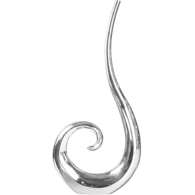 Famanu Moderne Wave XL vaas van gepolijst aluminium, 105 cm hoog, zilver, decoratieve bloembak voor interieuraccessoires