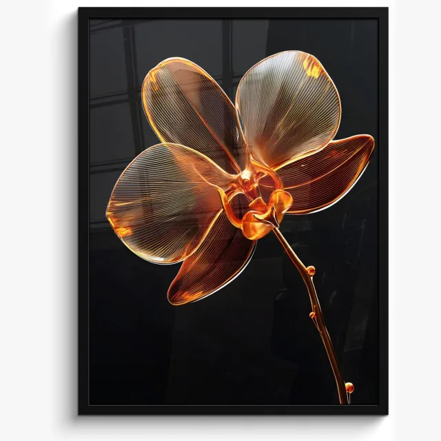 FrameYourWall Poster in lijst - Fotolijst 50x70 cm - Posters - Orchidee - Doorzichtig - Bloem - Posterlijst zwart - Decoratie - Wanddecoratie woonkamer - Muurdecoratie slaapkamer