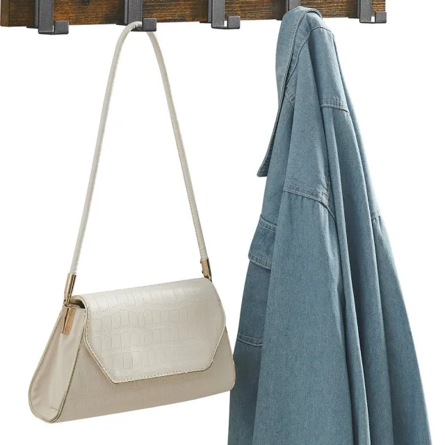 MAZAZU MIRA Home Wandkapstok met 5 Haken - Kapstok Muur - Garderoberek Vintage Industrieel - 60 cm - Bruin