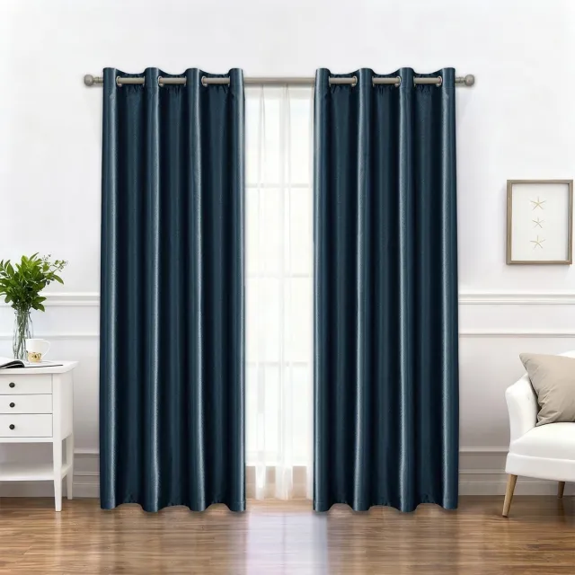 Verduisteringsgordijnen Dailygoody Dailygoods- Verduisteringsgordijnen 2 Stuks - Thermisch Isolerend - Geluidsabsorberend - 140x145 cm - Donkerblauw - 80% Lichtwerend - Gordijnen