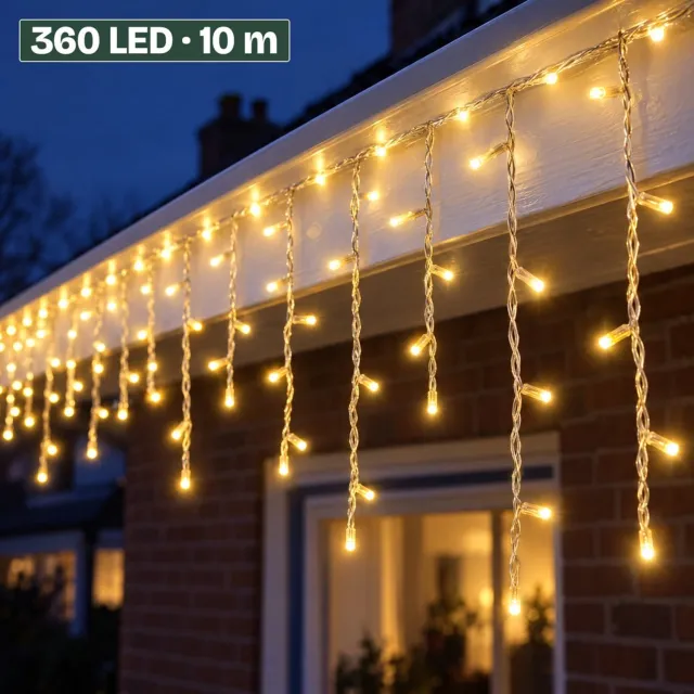 Levano Kerstverlichting Buiten - 360 LED - Ijspegel Verlichting Buiten - Lichtsnoer Binnen - LED Verlichting - Kerstlampjes - Lichtslinger Binnen - Kerstlichtjes - Lichtgordijn Warm Wit - Kerstverlichting Raam - Gordijnverlichting - IP44