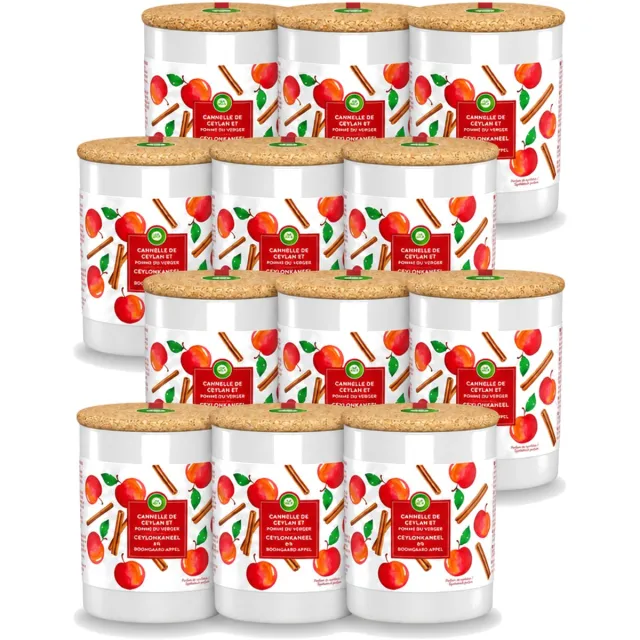 Air Wick 12 x Air Wick - Geurkaars - Kaneel & Boomgaard Appel - 35 Uur Brandduur - Voordeelverpakking - 12 stuks Rood