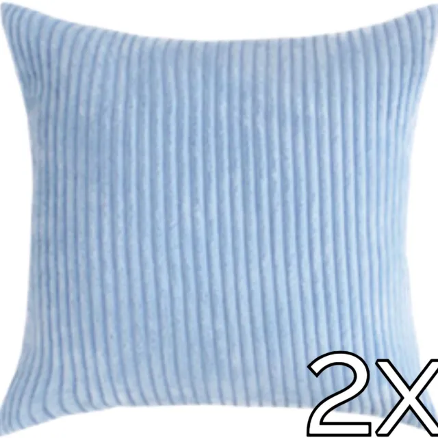 Mainius Kussenhoes Zachte Ribstof (2 stuks) - Light Blue - 45x45 cm - Gestreept Corduroy Kussenhoes - Ribfluweel Kussen - Sierkussen Zonder Vulling - Bankkussen / Zetelkussen / Decoratiekussen - Vele diverse kleuren Licht Blauw (2x)