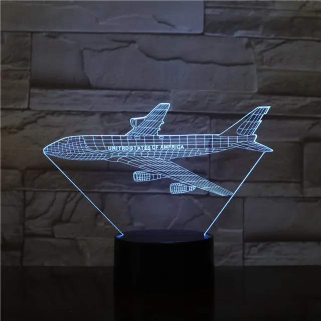 MC Living 3D Led Lamp Met Gravering - RGB 7 Kleuren - Vliegtuig