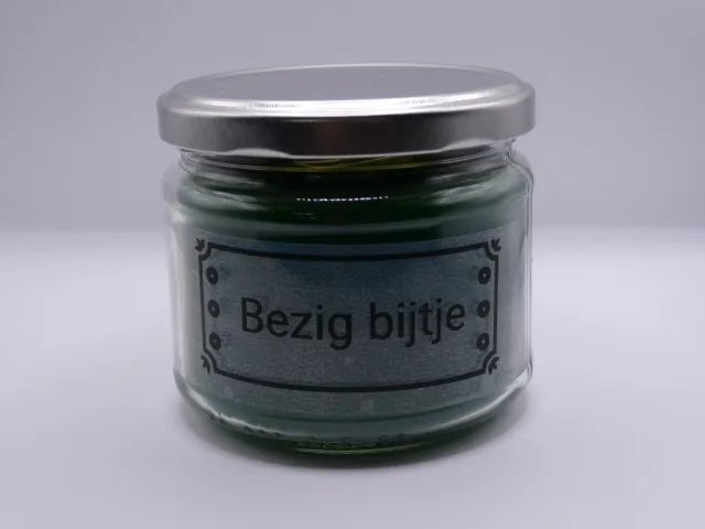 Small creations Kaars in pot. Een bezig bijtje. Appelgeur. Groen