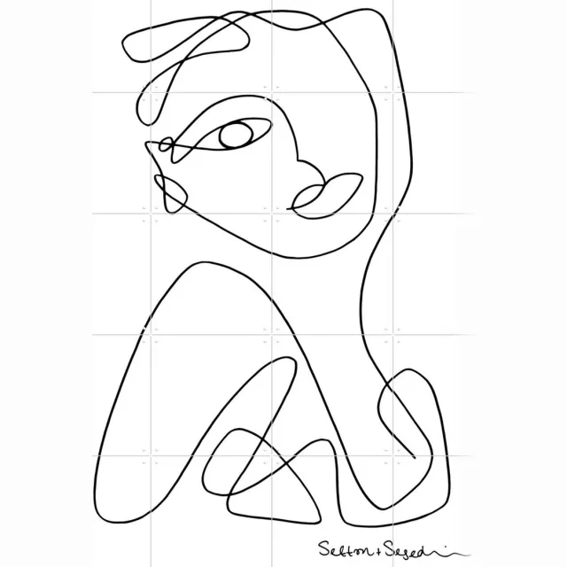 IXXI Hybrid Pearl, Sefton & Segedin - 80 x 100 cm - Grote wanddecoratie en posters - Abstract, Minimalisme, Line art, Illustraties, Slaapkamer Zwart / Zwart en wit