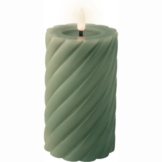 Lumineo Luxe LED kaars/stompkaars - groen - D7,5 x H15 cm - timer