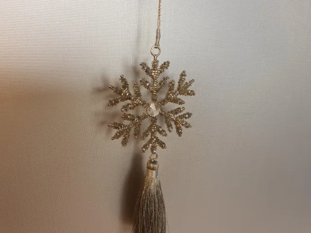 Noëlle decoration House of Seasons 4 stuks Kersthang kwast sneeuwvlok H32.5cm l.blauw