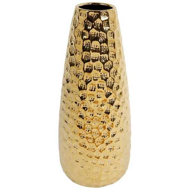 OSTARIA Vaas - goud - relief design - keramiek - luxe bloemenvaas - 30 cm Goudkleurig