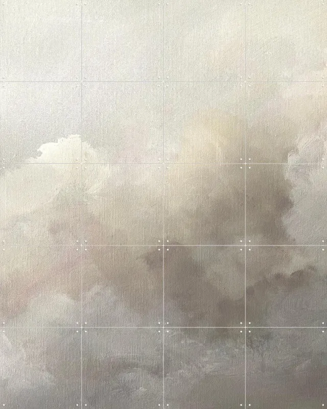 IXXI Think Cloud, Dan Hobday & Various - 80 x 100 cm - Grote wanddecoratie en posters - Kwaststreken, Modern, Realisme, Studeerkamer, Slaapkamer Grijs / Wit / Beige