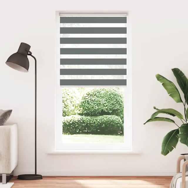 vidaXL Zebra rolgordijn 115x230 cm stofbreedte 110,9 cm donkergrijs