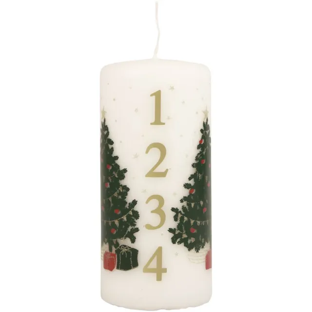 Edelman Reeuwijk Adventskalenderkaars, kerstpilaarkaars, wit, 150/65mm, met cijfers en