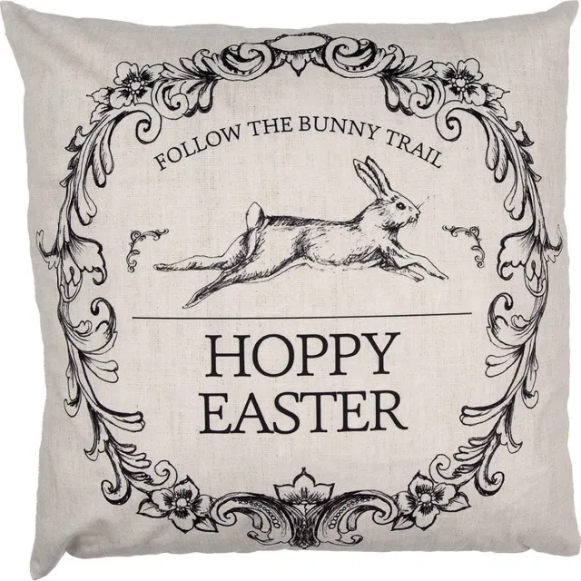 Clayre & Eef Kussenhoes 45x45 cm Beige Zwart Polyester Konijn
