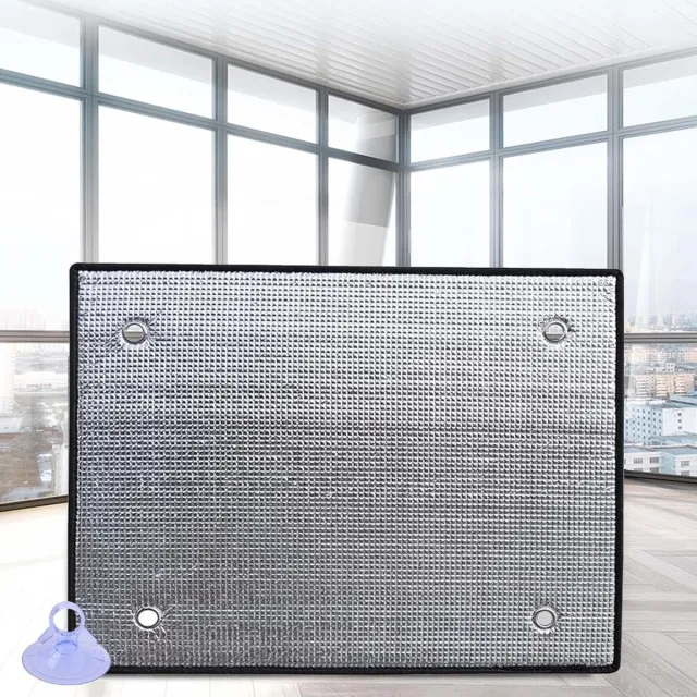 KZQ 2 stuks raamfolie warmte reflecterend, aluminium folie isolatiefilm voor volledige verduistering en privacy, met zuignappen, UV-werend en hittewerend, geschikt voor glas, 50x100 cm Zilver