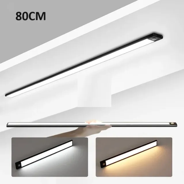 TLVX LED Lamp met Beweging Sensor Oplaadbaar / Draadloos / 5V / USB / Accu / 80CM / 152 LED’s / Dimbaar / Kastverlichting / Keuken lamp/ Instelbare Licht Kleur / Smart LED verlichting / Magnetische plakstrips / Light Motion Sensor / Zwart Frame Wit