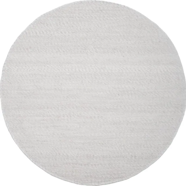 Veer Carpets Vloerkleed Pebbel 815 - Rond ø160 cm - Wol Viscose Laagpolig Vloerkleed – Modern / Design Interieur Creme